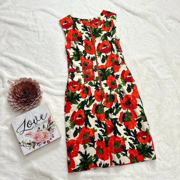 MILLY $398 Floral Jacquard Lined Sleeveless Mini Shift Dress Size 10 - Picture 3 of 6